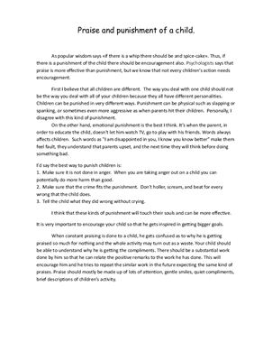 Praise and Punishment of a Child