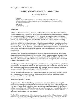 Market research: what it can and can't do