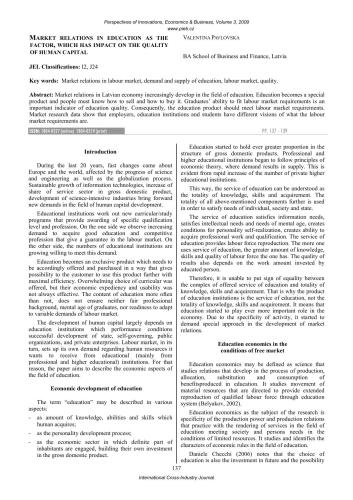 Market relations in education as the factor, which has impact on the quality of human capital