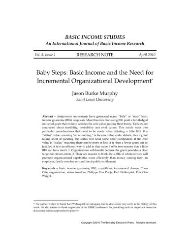 Baby Steps: Basic Income and the Need for Incremental Organizational Development