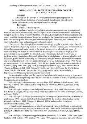 Social capital: prospects for a new concept