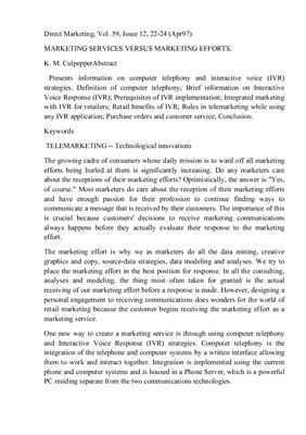 Marketing services versus marketing efforts