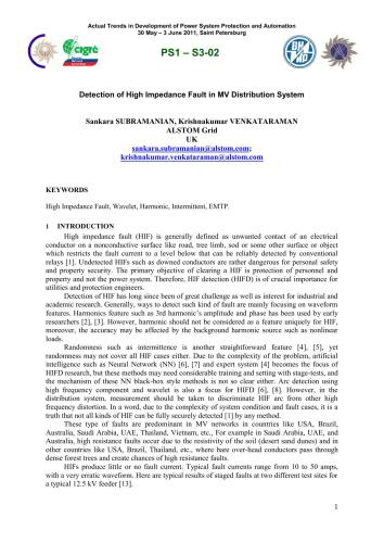 Detection of High Impedance Fault in MV Distribution System