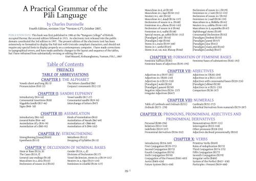 A Practical Grammar of the Pāli Language