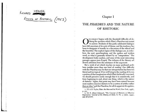 Ehtics of Rhetoric. The Phaedrus an the nature of rhetoric