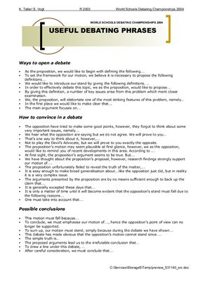 Useful debating phrases