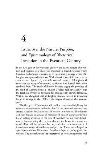 Issues over the Nature, Purpose, and Epistemology of Rhetorical Invention in the Twentieth Century