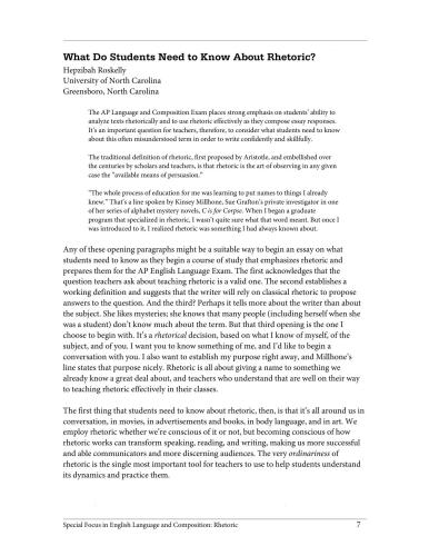 What Do Students Need to Know About Rhetoric?