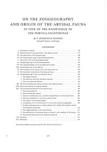 On the zoogeography and origin of the abyssal fauna in view of the knowledge of the porcellanasteridae