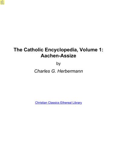 Catholic Encyclopedia. Том I - XVI