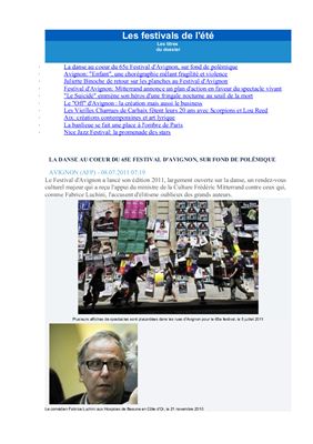 Les festivals de l'été - Статьи для реферирования. Уровень - III-V курсы факультетов иностранных языков
