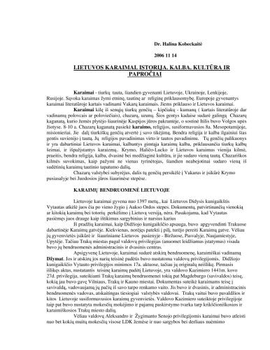 Lietuvos karaimai. Istorija. Kalba.