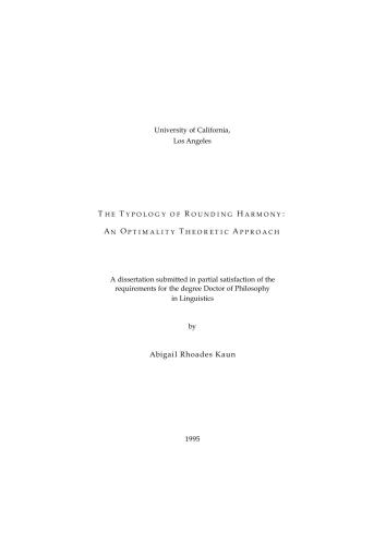 The typology of rounding harmony: an optimality theoretic approach
