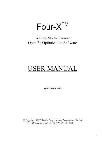 Инструкция по пользованию оптимизатора карьеров Four-X Whittle (на английском)