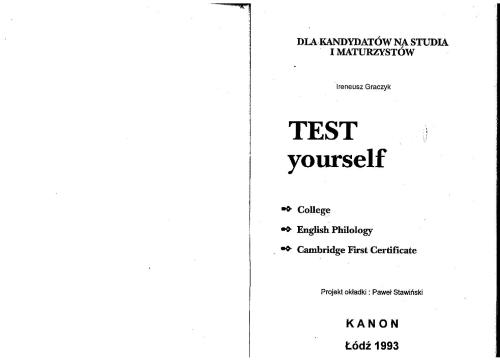 Test Yourself - College, English Philology, FCE (with Keys)