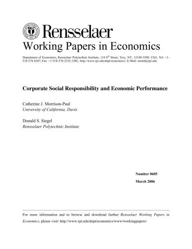 Corporate Social Responsibility and Economic Performance