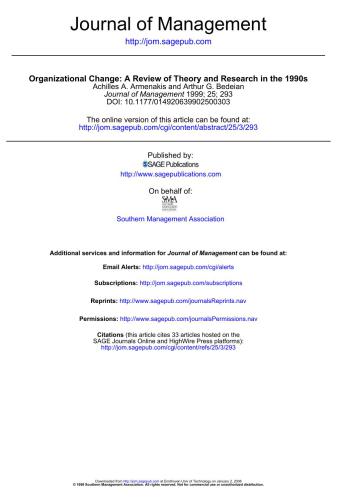 Organizational Change: A Review of Theory and Research in the 1990s