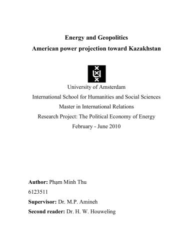 Minh. Energy and Geopolitics American power projection toward Kazakhstan
