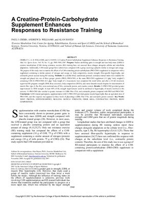 A creatin-protein-carbohydrate supplement enchances response to resistance training
