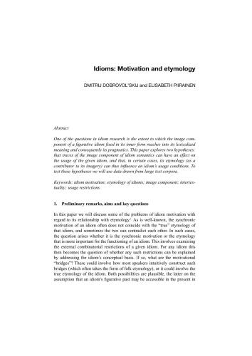 Idioms: Motivation and etymology