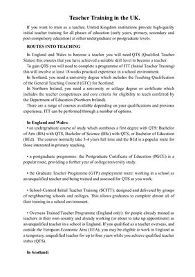 Teacher Training in the UK
