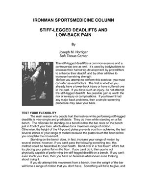 Stiff-legged deadlift and low-back pain