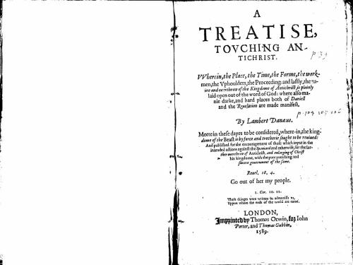 A treatise, touching Antichrist. 1589