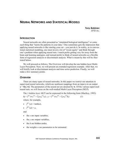 Neural Networks and Statistical Models
