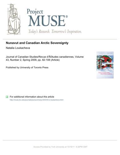 Nunavut and Canadian Arctic Sovereignty