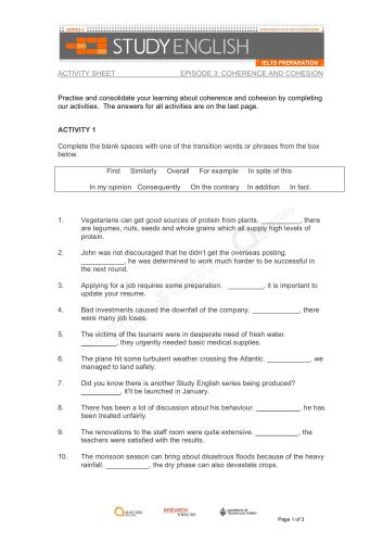 Australia Network. Study English IELTS Preparation. (Episode 03. Coherence and Cohesion in Writing)