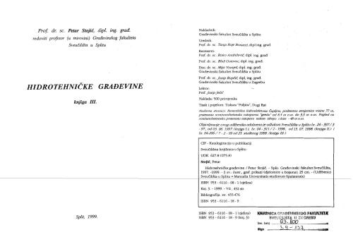 Hidrotehničke građevine, knjiga III - 1999