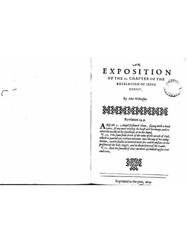 An exposition of the 13 Chapter of Revelation of Jesus Christ. 1619