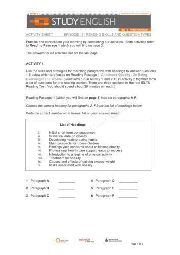 Australia Network. Study English IELTS Preparation. (Episode 13. Reading Skills and Question Types)