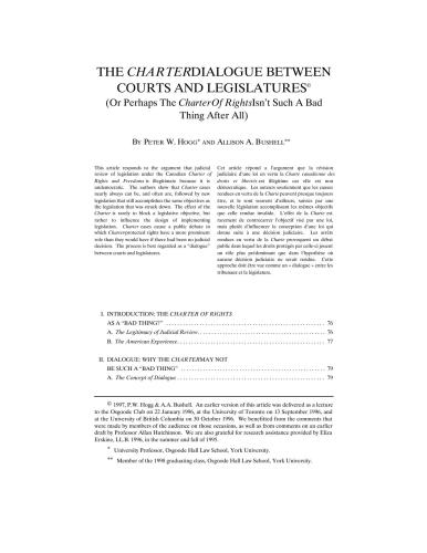 The Charter Dialogue Between Courts and Legislatures
