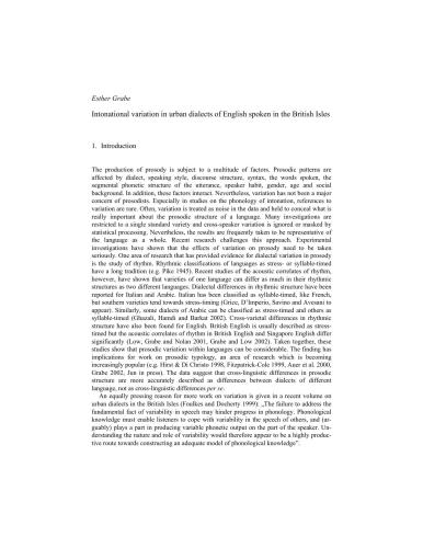 Intonational variation in urban dialects of English spoken in the British Isles