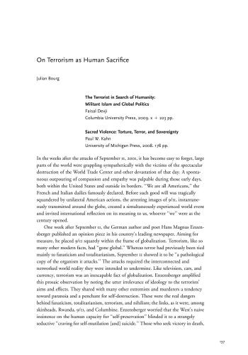 On Terrorism As Human Sacrifice