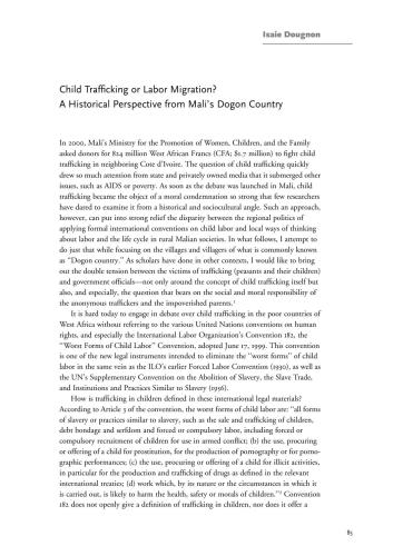 Child Trafficking or Labor Migration? A Historical Perspective from Mali’s Dogon Country