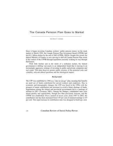 The Canada Pension Plan Goes to Market