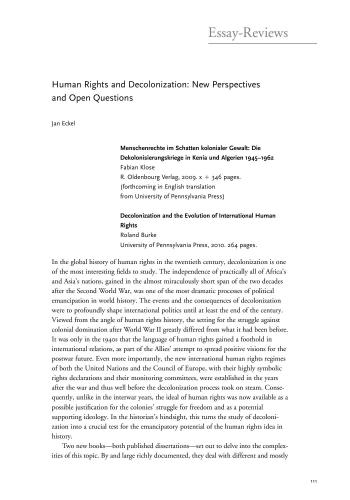 Human Rights and Decolonization: New Perspectives and Open Questions