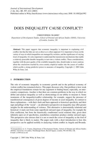 Does inequality cause conflit?
