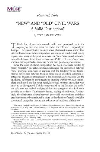 New and Оld civil wars. A Valid Distinction?