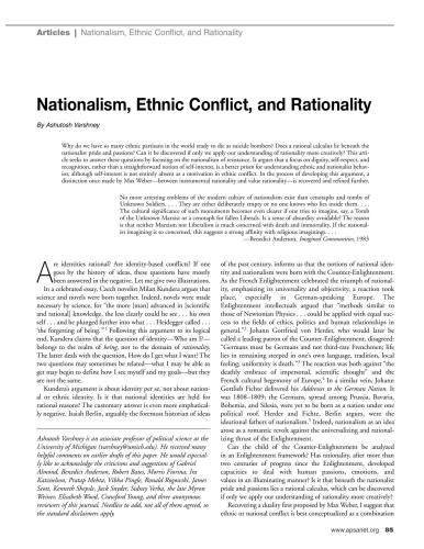 Nationalism, Ethnic Conflict, and Rationality