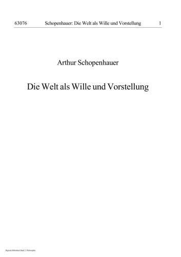 Die Welt als Wille und Vorstellung