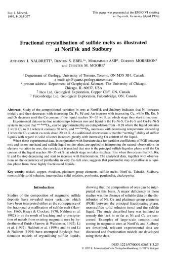Fractional crystallisation of sulfide melts as illustrated at Noril'sk and Sudbury