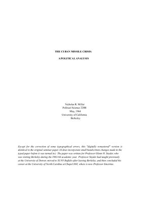 The Cuban missile crisis: A political analysis