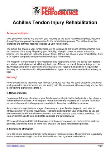 Achilles tendon injury rehabilitation