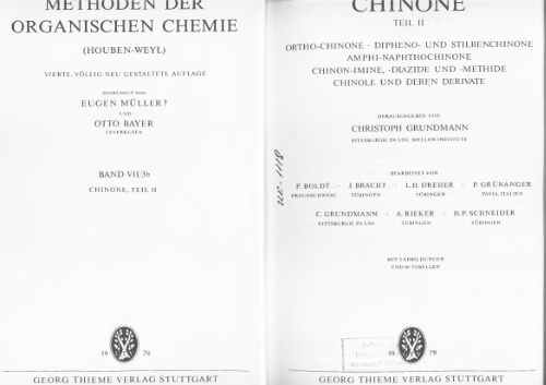 7/3b- Chinone. Teil 2. Ortho-chinone. Dipheno - und stilbenchinone. Amphi-naphthochinone. Chinon-imine, - diazide und - methide chinole und deren derivate