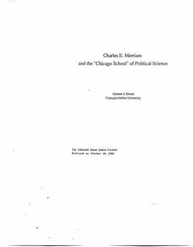 Merriam and the Chicago School of Political Science