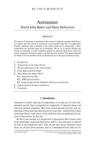 The British Journal for the Philosophy of Science 2008-2010