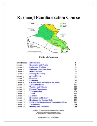 Kurmanji Familiarization Course
